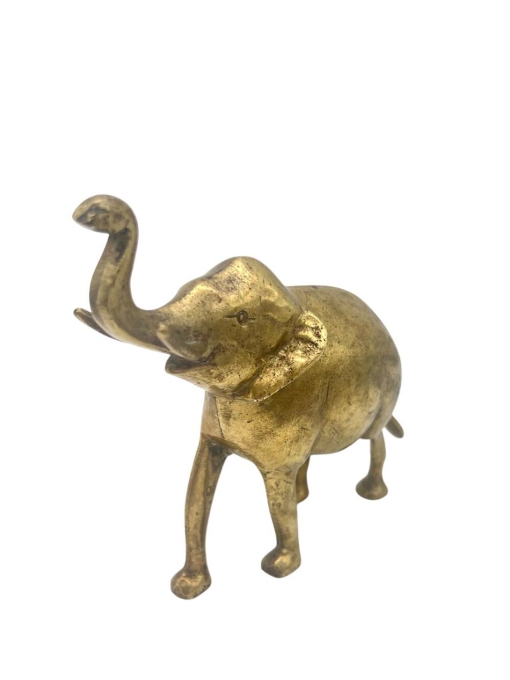 Vintage Cheerful Brass Elephant Figurine Raised Trunk Up Statue MCM 5" Tall - Picture 5 of 10